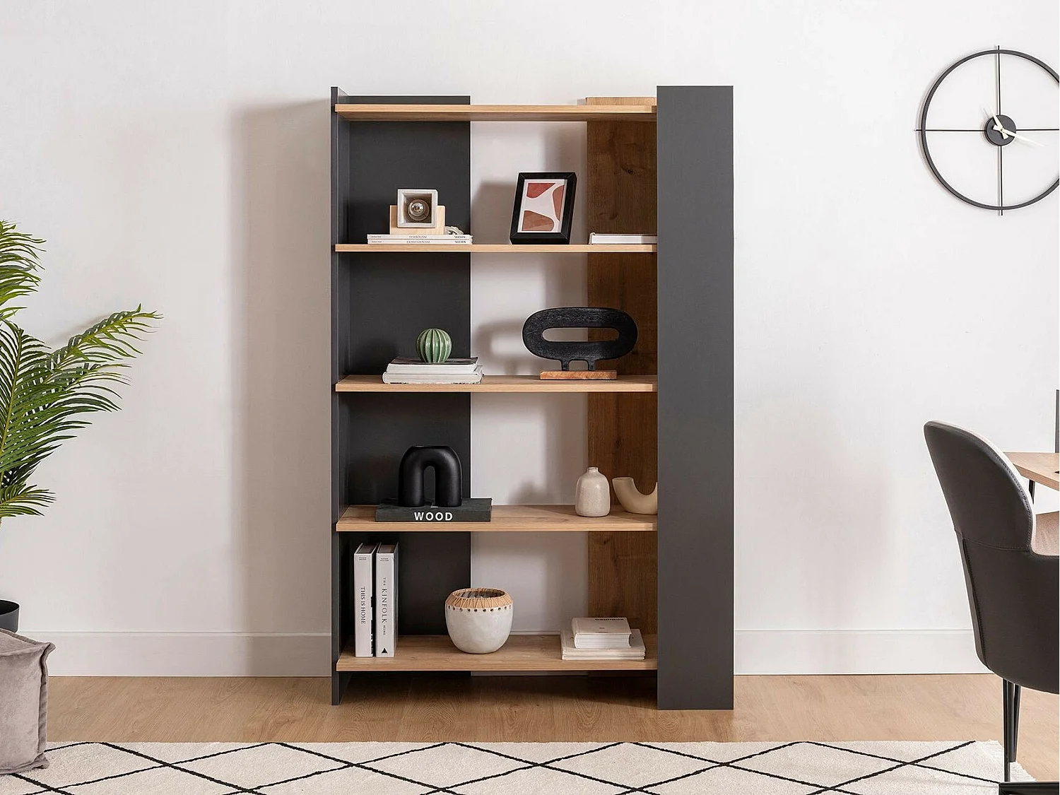 Regał na książki – 103,6 cm x 38,6 cm x 160 cm – szafir i antracyt – płyta wiórowa
