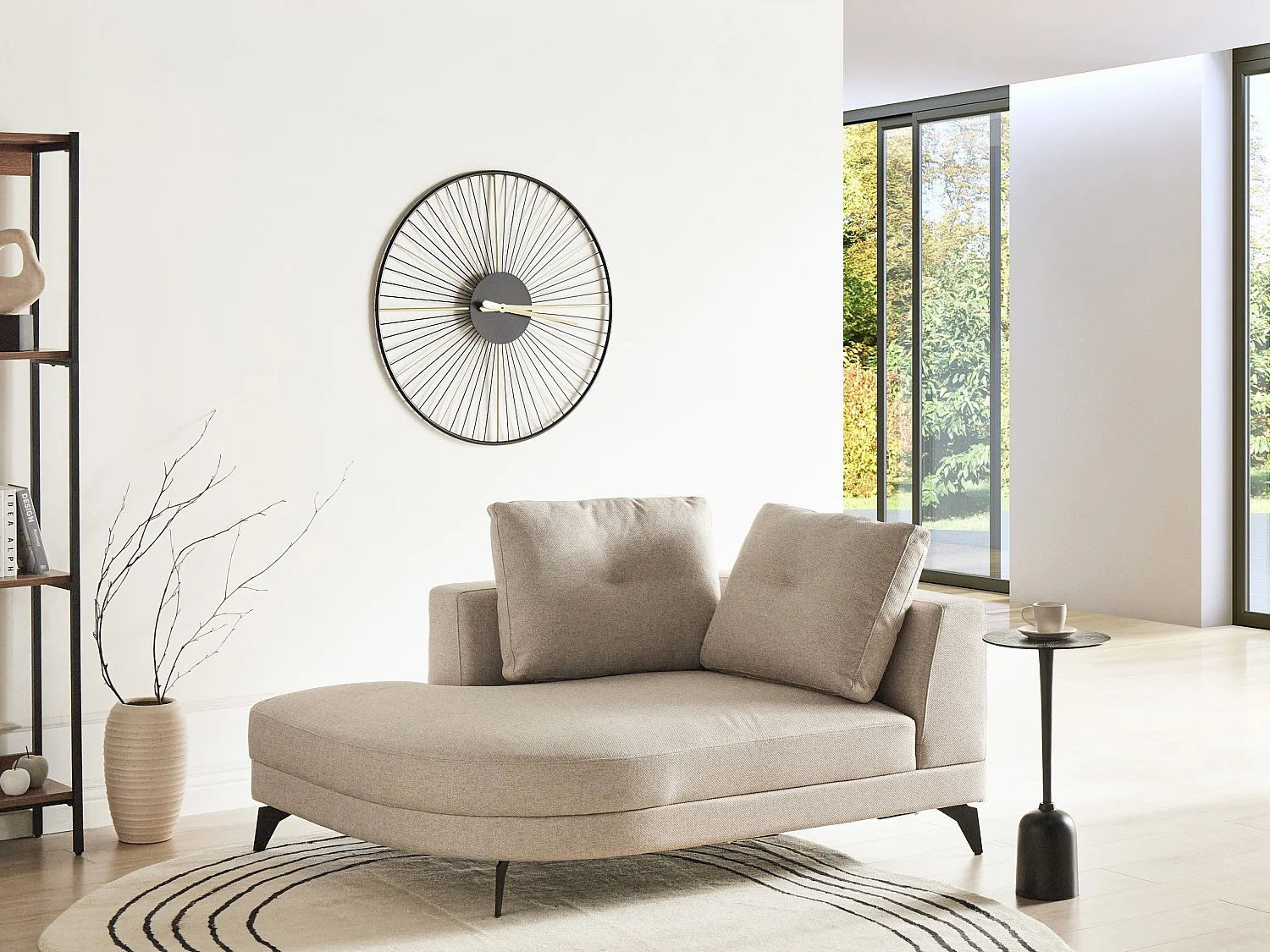 Chaise longue MARUM Lin synthétique Beige clair