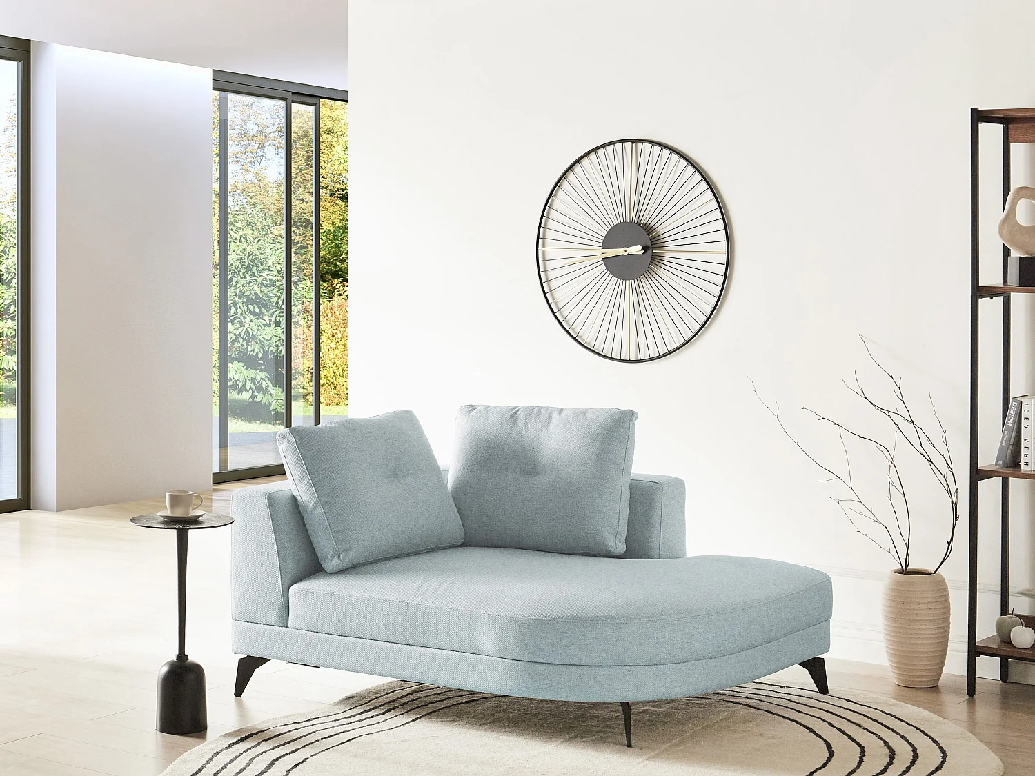 Chaise longue MARUM Tissu chenille Bleu clair