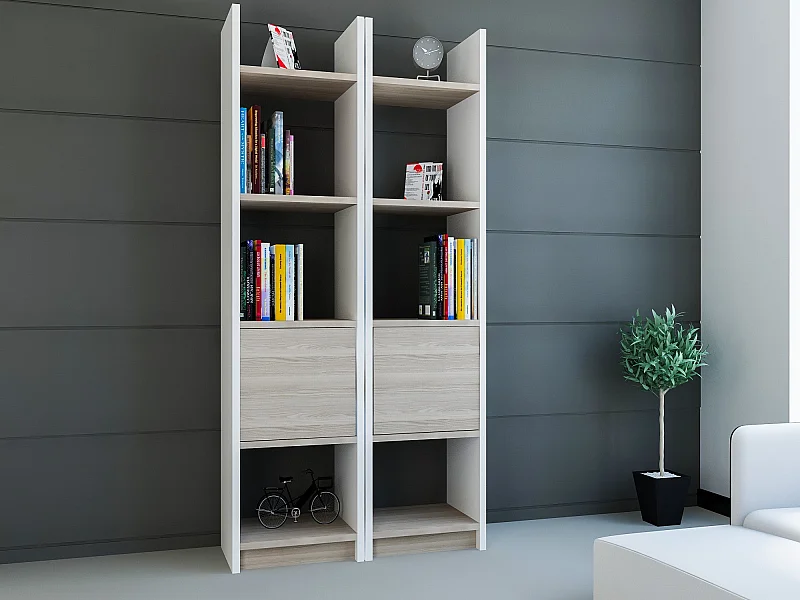 Étagère moderne – 66,2 x 150 x 29,5 cm – Blanc et Cordoba – Panneau de particules mélaminé