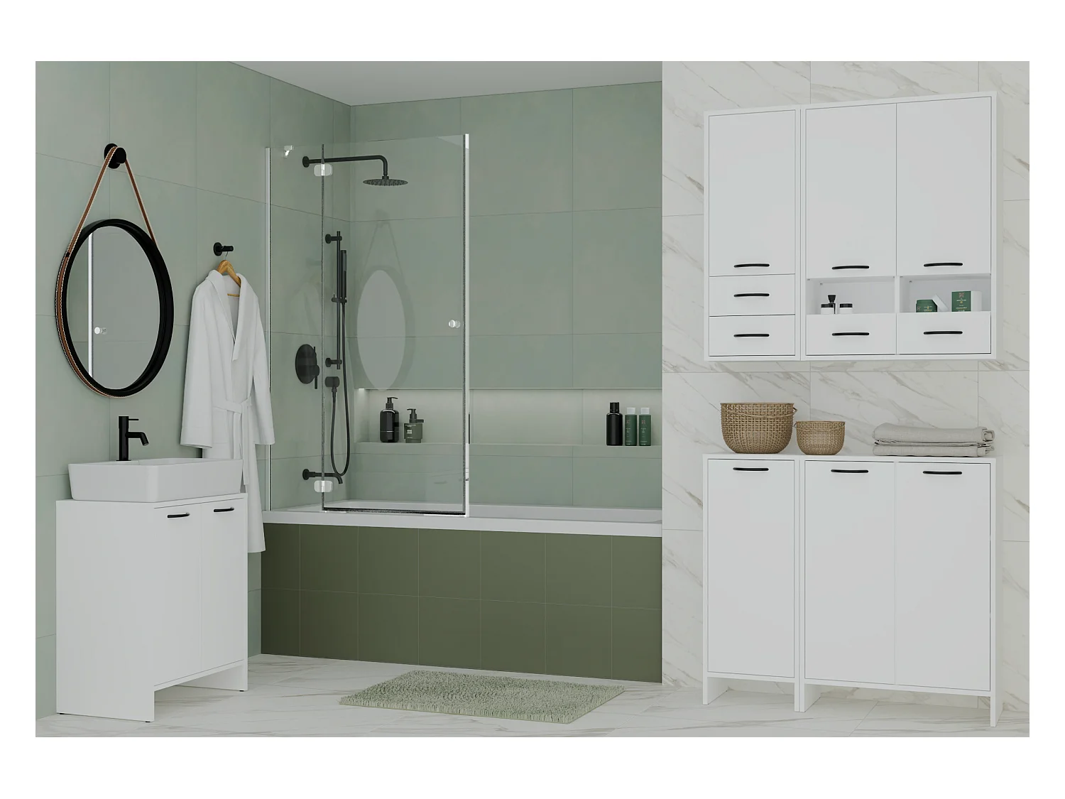 NINA - Armario de baño con 3 estantes y 1 puerta - Blanco