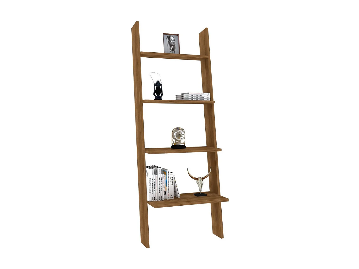 Scandinavische boekenkast – 56 x 150 x 30 cm – walnoot – spaanplaat