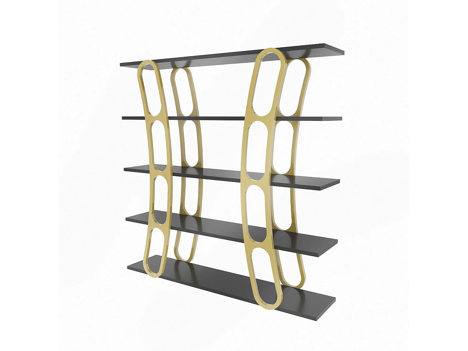 Étagère bibliothèque design Fortin H120cm Noir et Or