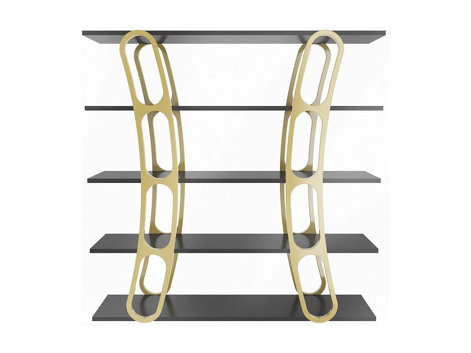 Étagère bibliothèque design Fortin H120cm Noir et Or