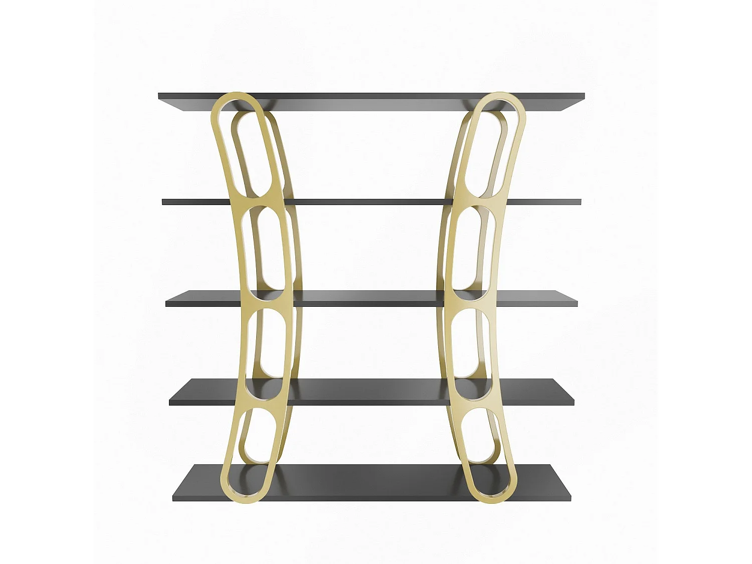 Étagère bibliothèque design Fortin H120cm Noir et Or