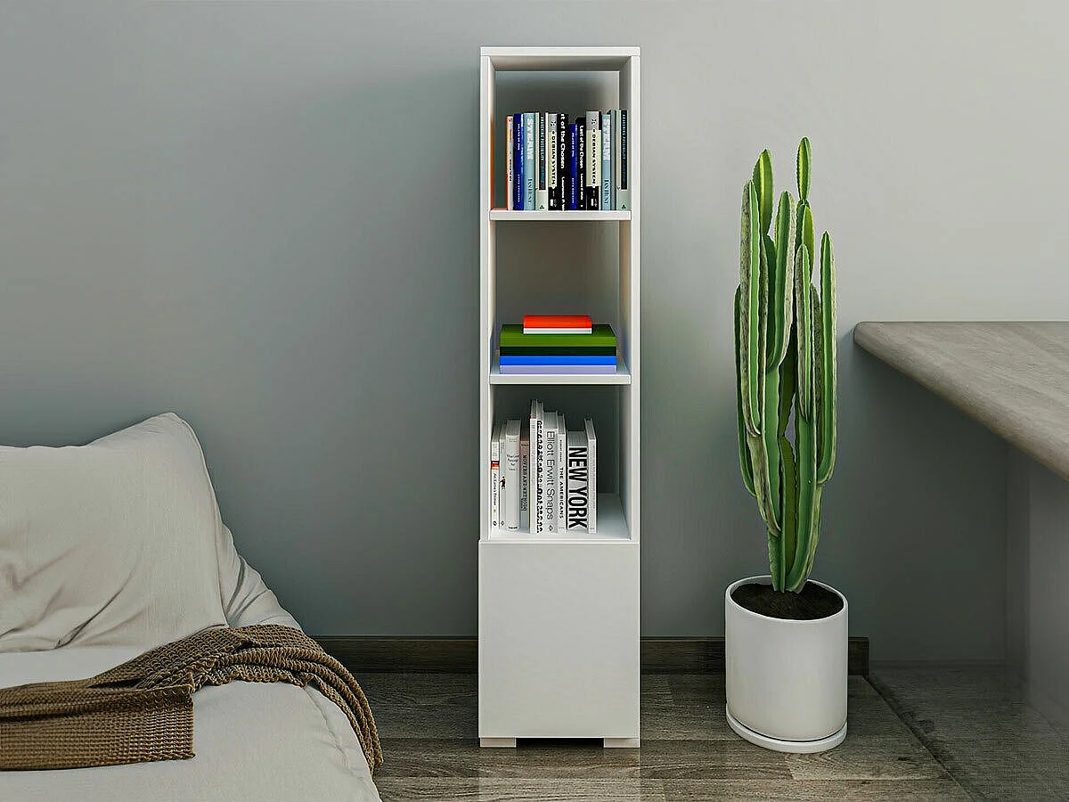 Bibliothèque – 136 cm x 31 cm x 29,6 cm – Blanc – Panneau de particules mélaminé