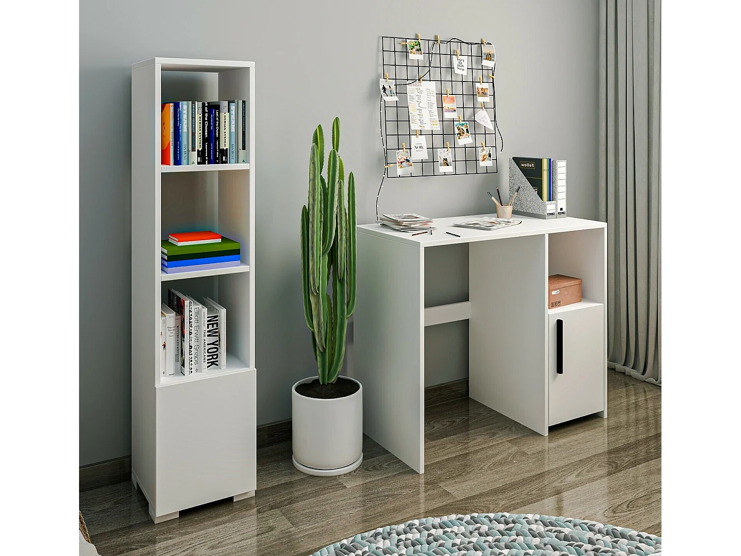 Bibliothèque – 136 cm x 31 cm x 29,6 cm – Blanc – Panneau de particules mélaminé