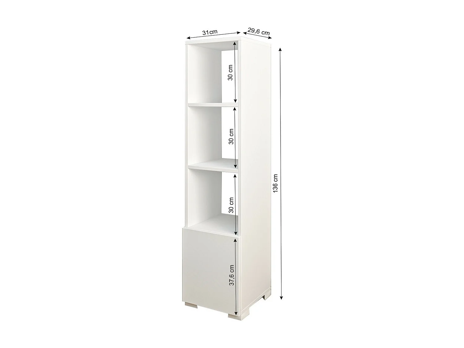 Bibliothèque – 136 cm x 31 cm x 29,6 cm – Blanc – Panneau de particules mélaminé