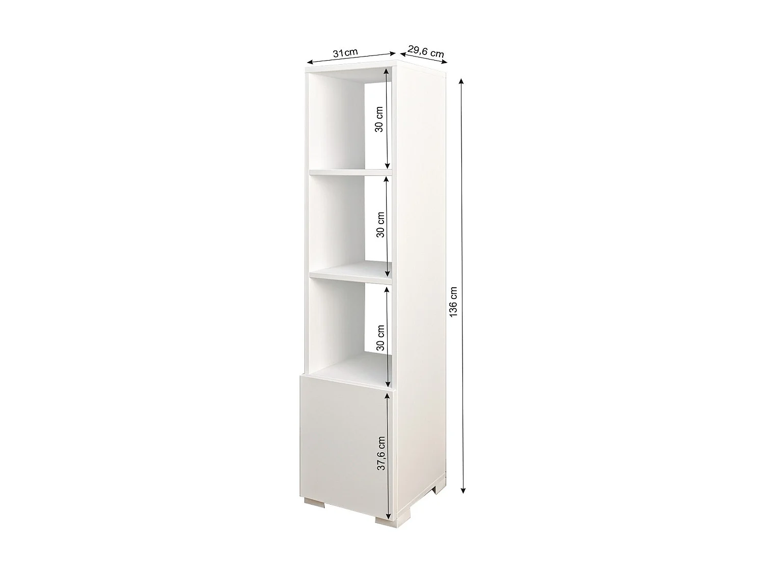 Bibliothèque – 136 cm x 31 cm x 29,6 cm – Blanc – Panneau de particules mélaminé
