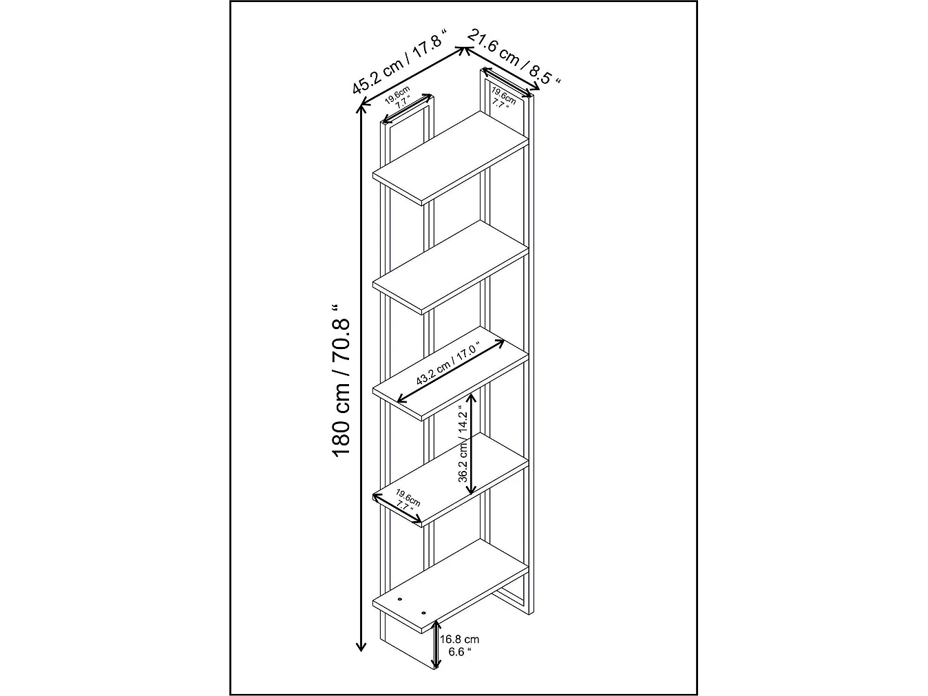 Étagère bibliothèque d'angle Haes L45cm Métal Or et Bois Effet marbre blanc