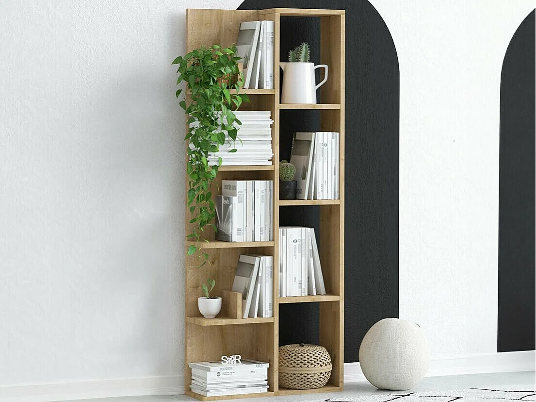 Bibliothèque en chêne – 60 x 18 x 150 cm – chêne – panneaux de particules