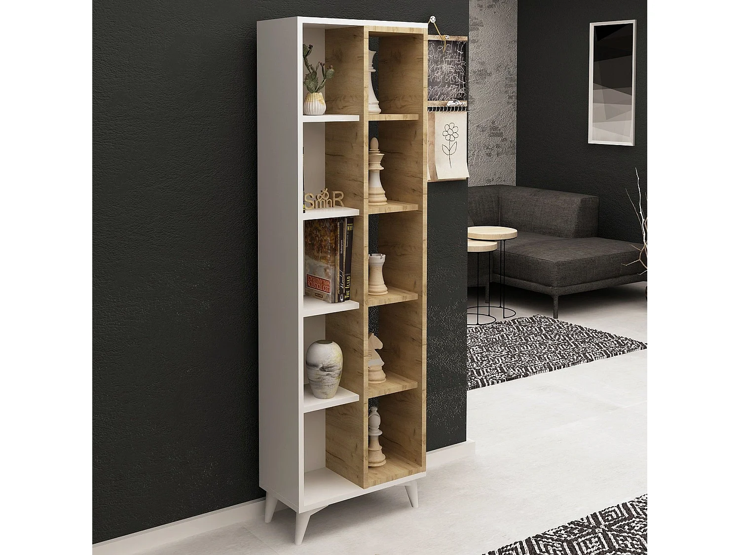 Librería – 50 cm x 162 cm x 25 cm – Blanco – Tablero de partículas recubierto de melamina