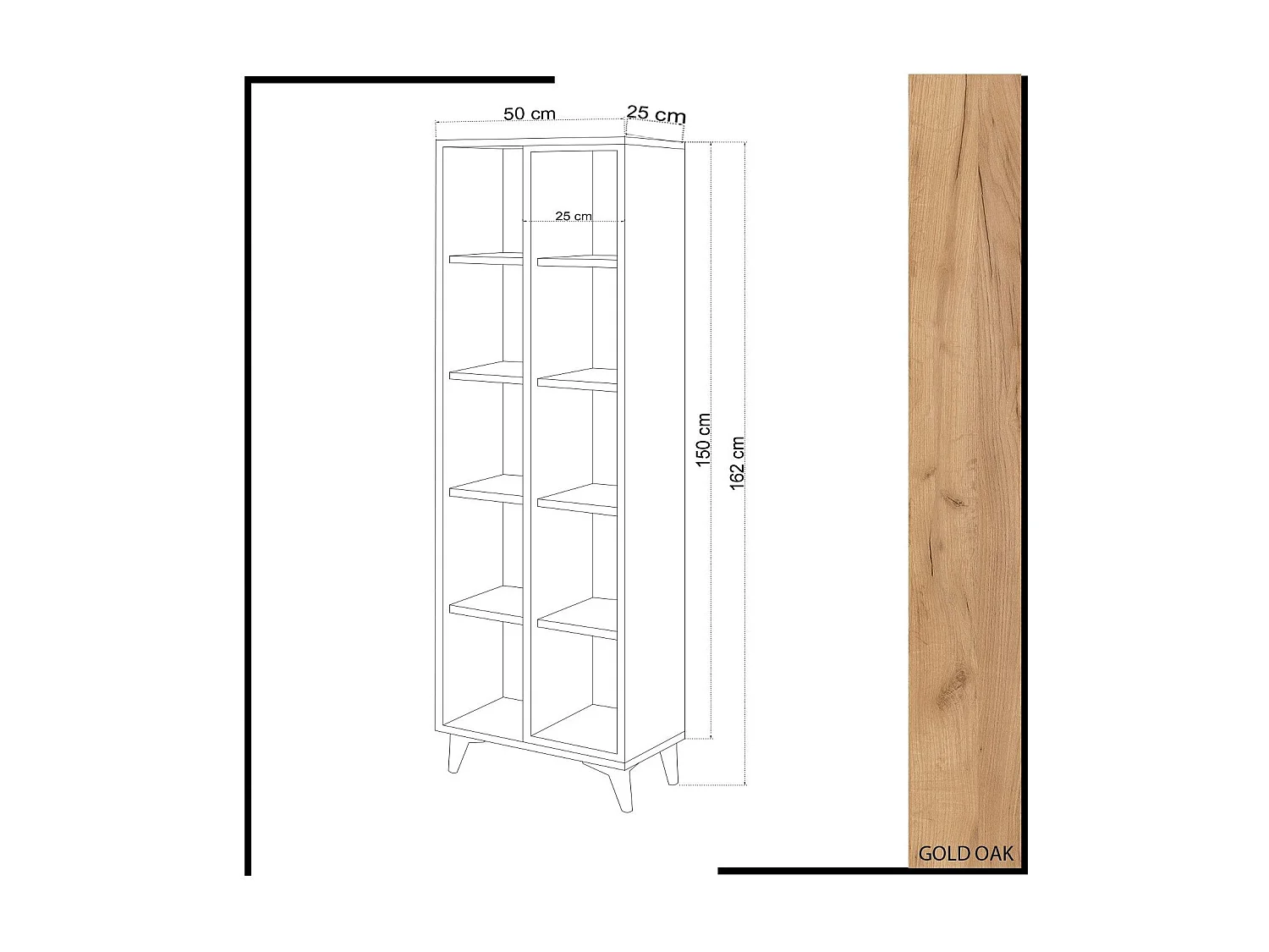 Librería – 50 cm x 162 cm x 25 cm – Blanco – Tablero de partículas recubierto de melamina