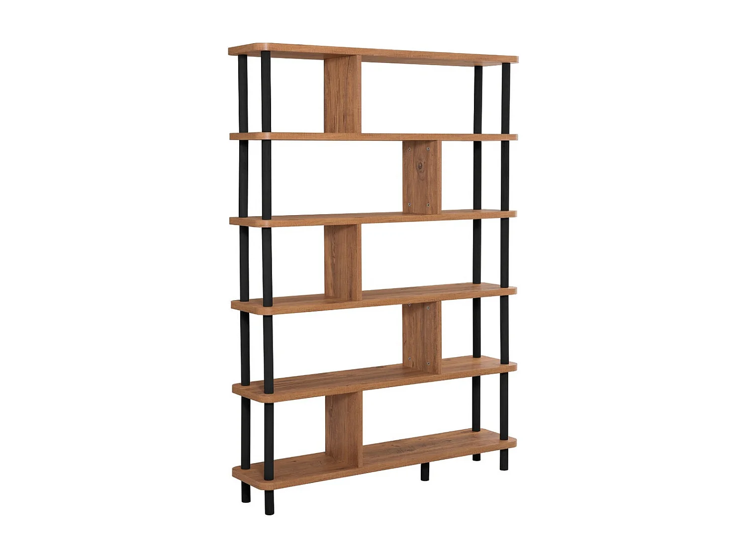 Bibliothèque – 120 cm x 168,5 cm x 28 cm – Noir et pin atlantique – Panneaux de particules mélaminés