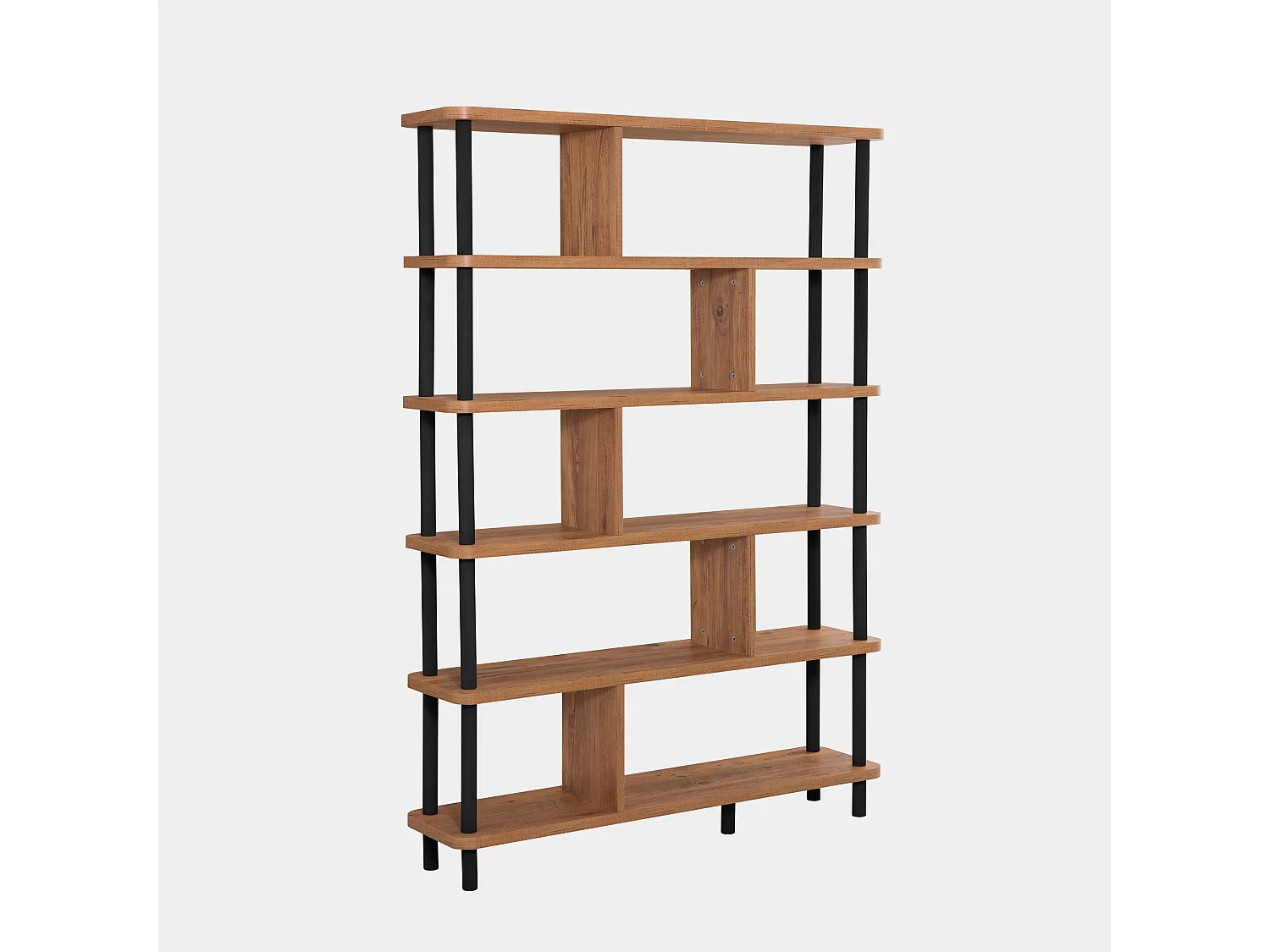 Bibliothèque – 120 cm x 168,5 cm x 28 cm – Noir et pin atlantique – Panneaux de particules mélaminés