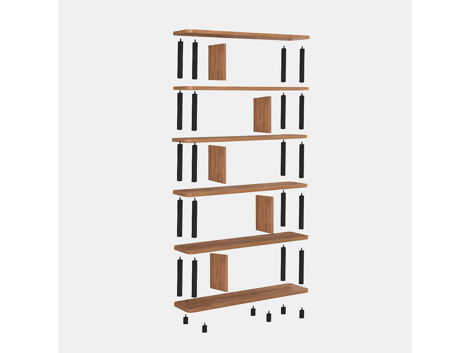 Bibliothèque – 120 cm x 168,5 cm x 28 cm – Noir et pin atlantique – Panneaux de particules mélaminés