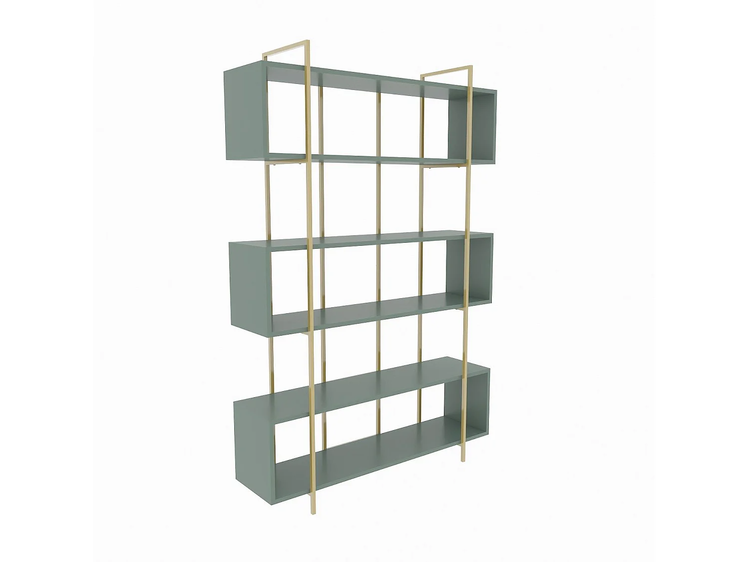 Librería elegante – 120 x 180 x 29,6 cm – verde y dorado – tablero de partículas revestido de melamina