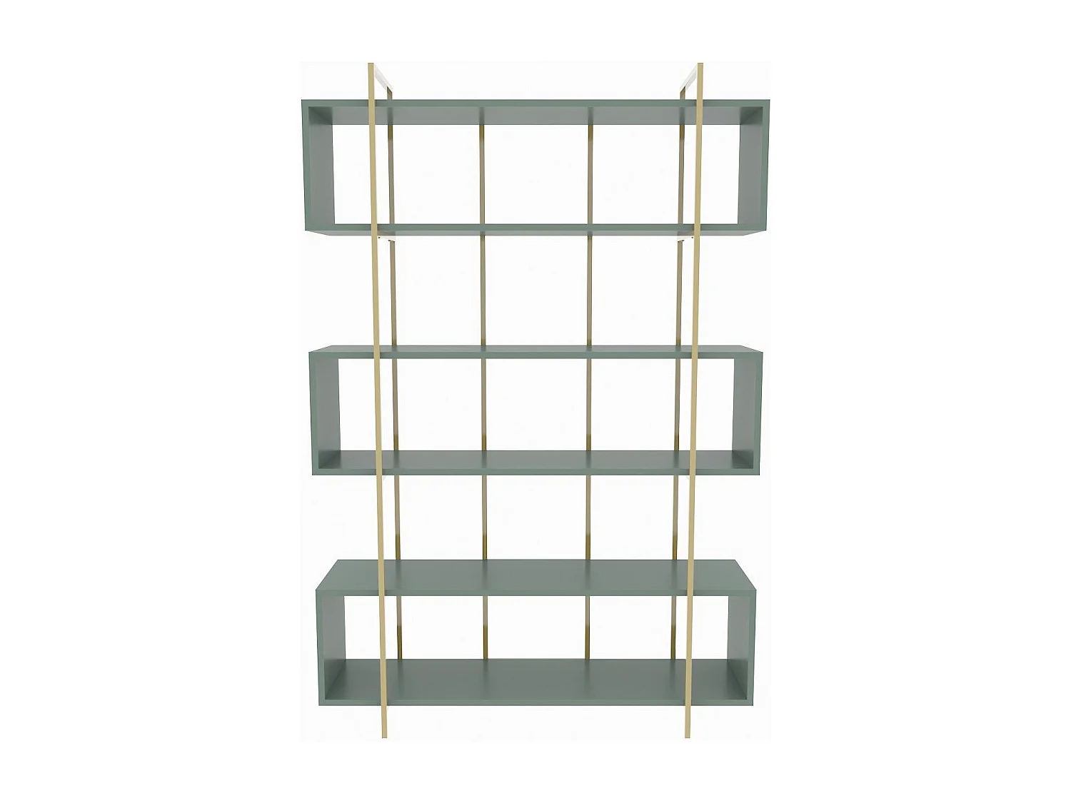 Librería elegante – 120 x 180 x 29,6 cm – verde y dorado – tablero de partículas revestido de melamina