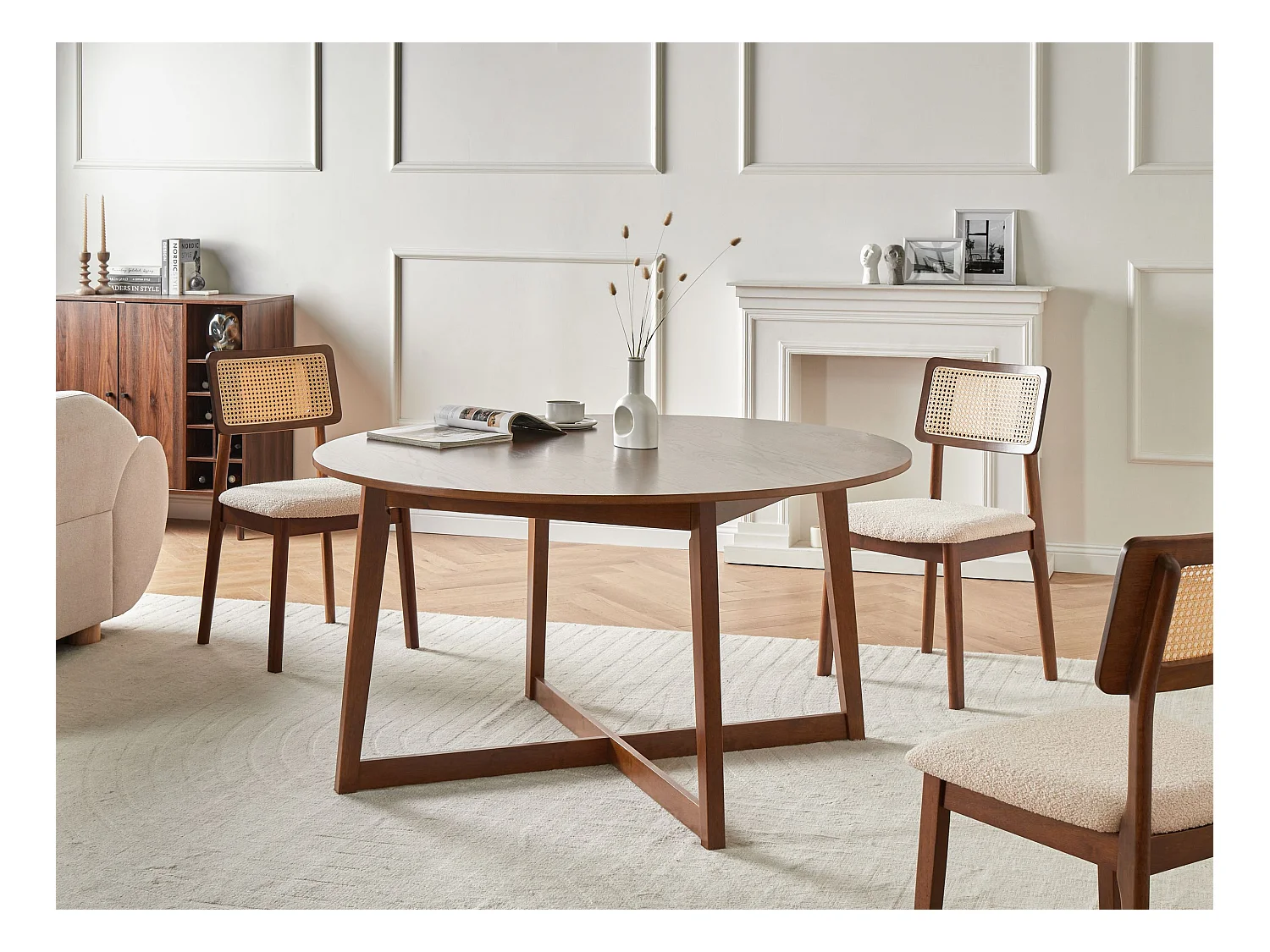 Table de repas WAIPORI Chêne foncé 140 cm 140 cm