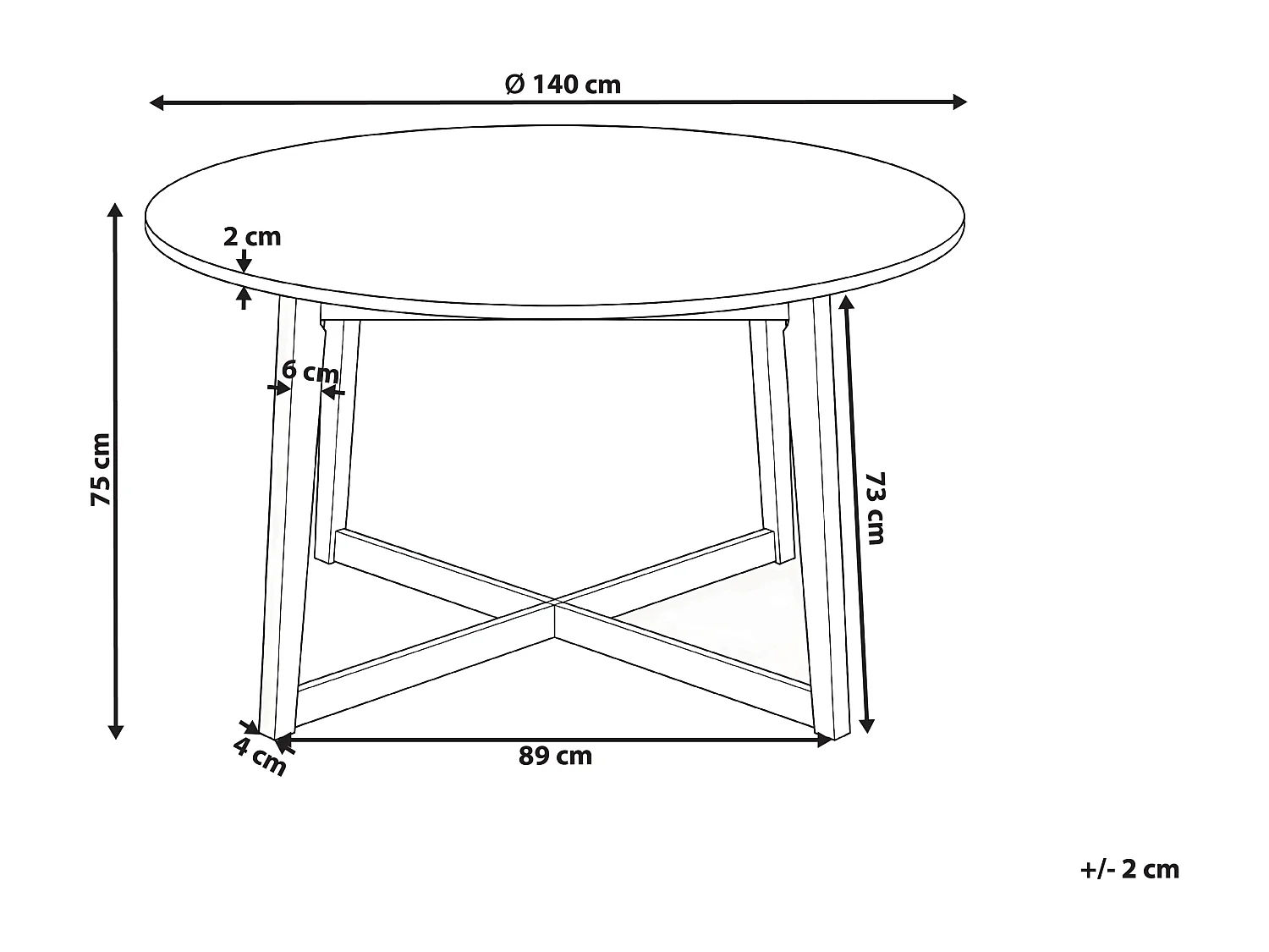 Table de repas WAIPORI Chêne foncé 140 cm 140 cm