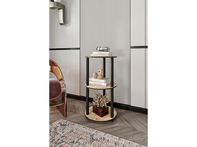 Rundes 3-stöckiges Regal aus Eiche – modernes und funktionales Design