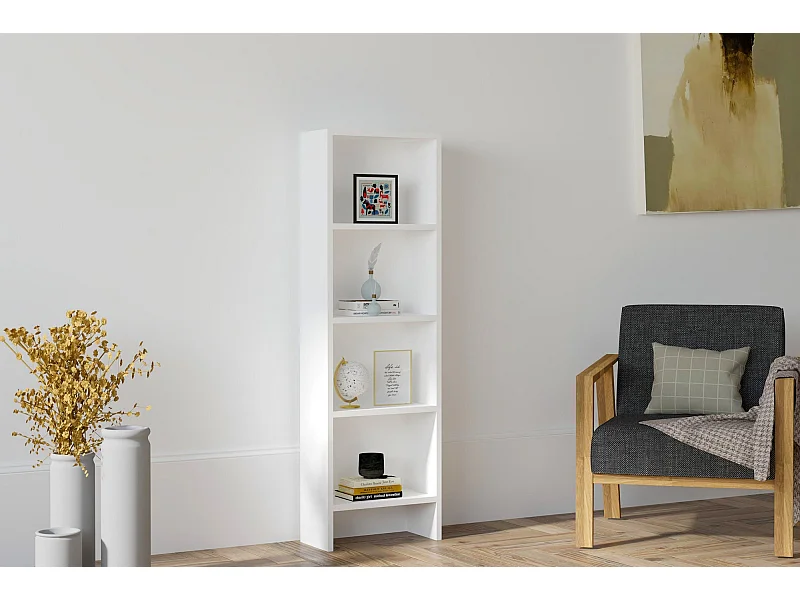 Étagère scandinave – 150 x 40 x 19,6 cm – Blanc – Panneau de particules mélaminé