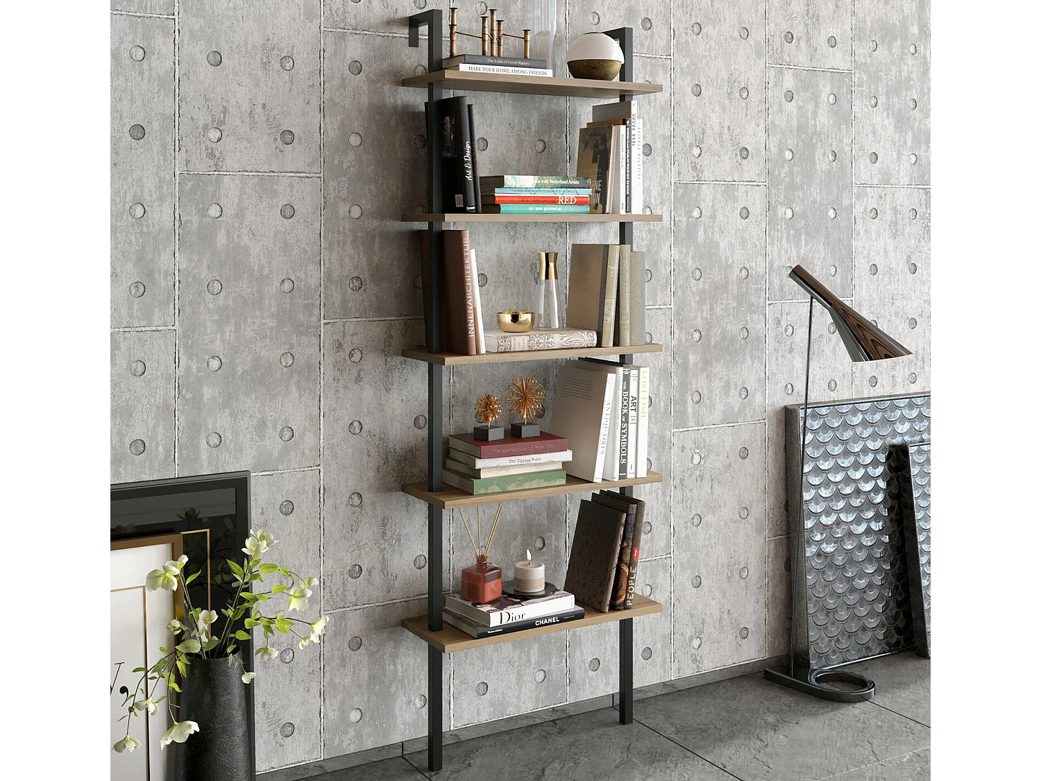 Estante Industrial em Nogueira e Preto - Estilo Moderno para sua Casa ou Escritório