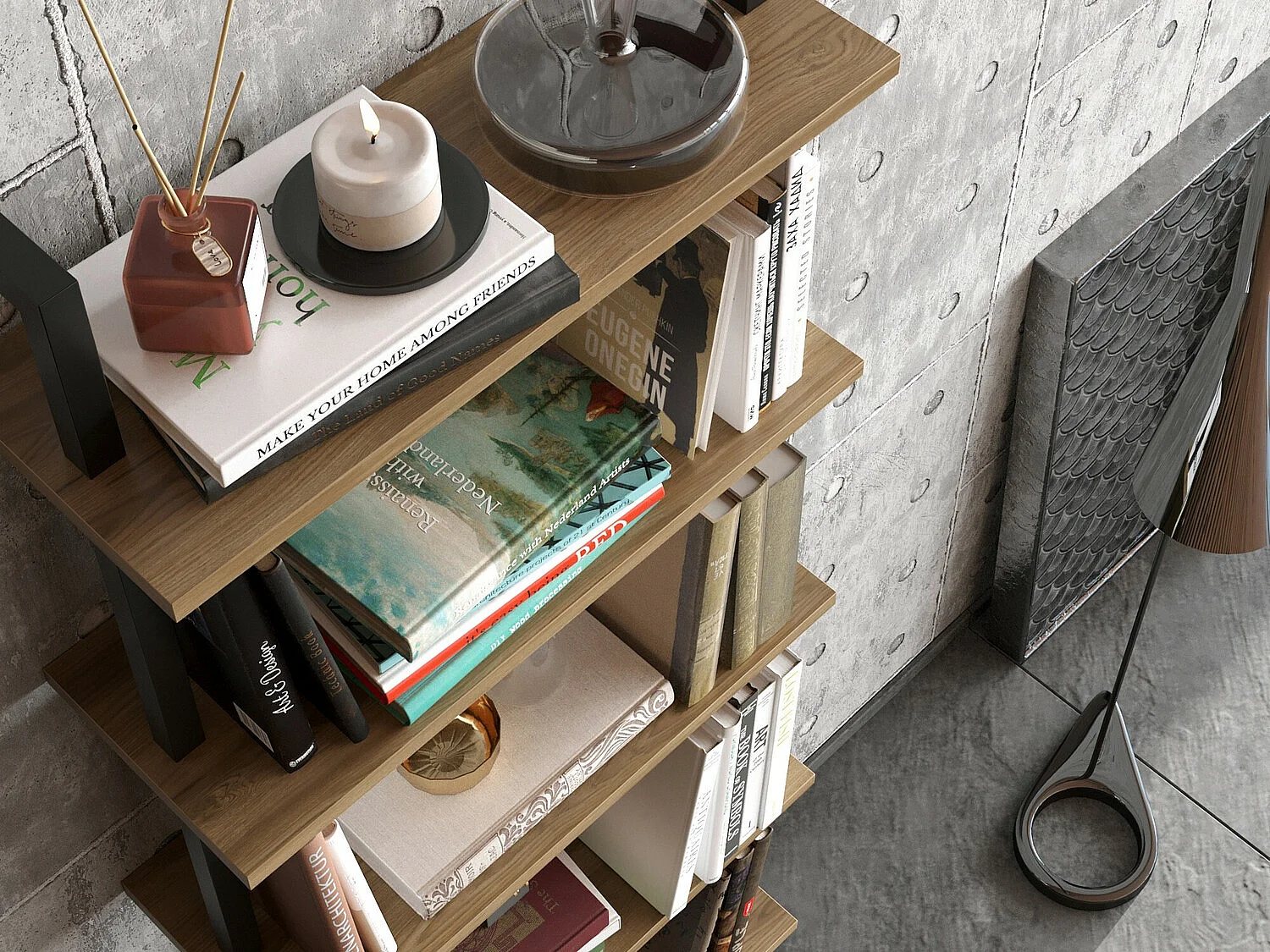 Estante Industrial em Nogueira e Preto - Estilo Moderno para sua Casa ou Escritório