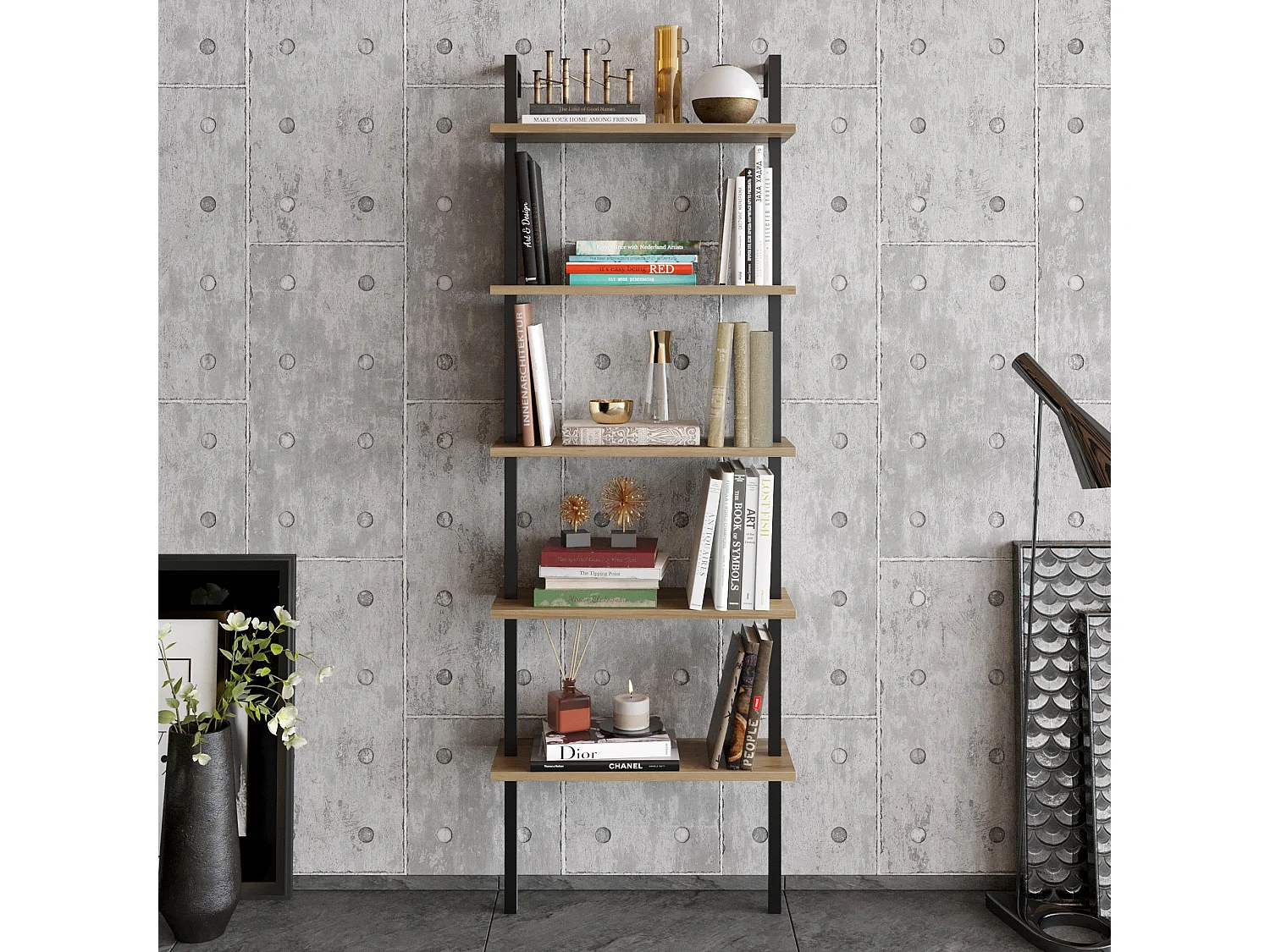 Estante Industrial em Nogueira e Preto - Estilo Moderno para sua Casa ou Escritório