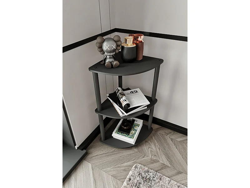 Zwarte 3-laags hoekplank - Premium modern design