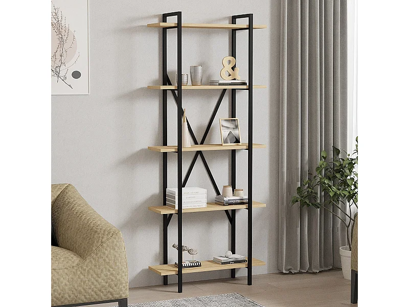 Moderne plank – 72 x 170 x 25 cm – Eiken en zwart – Melamine gecoate spaanplaat