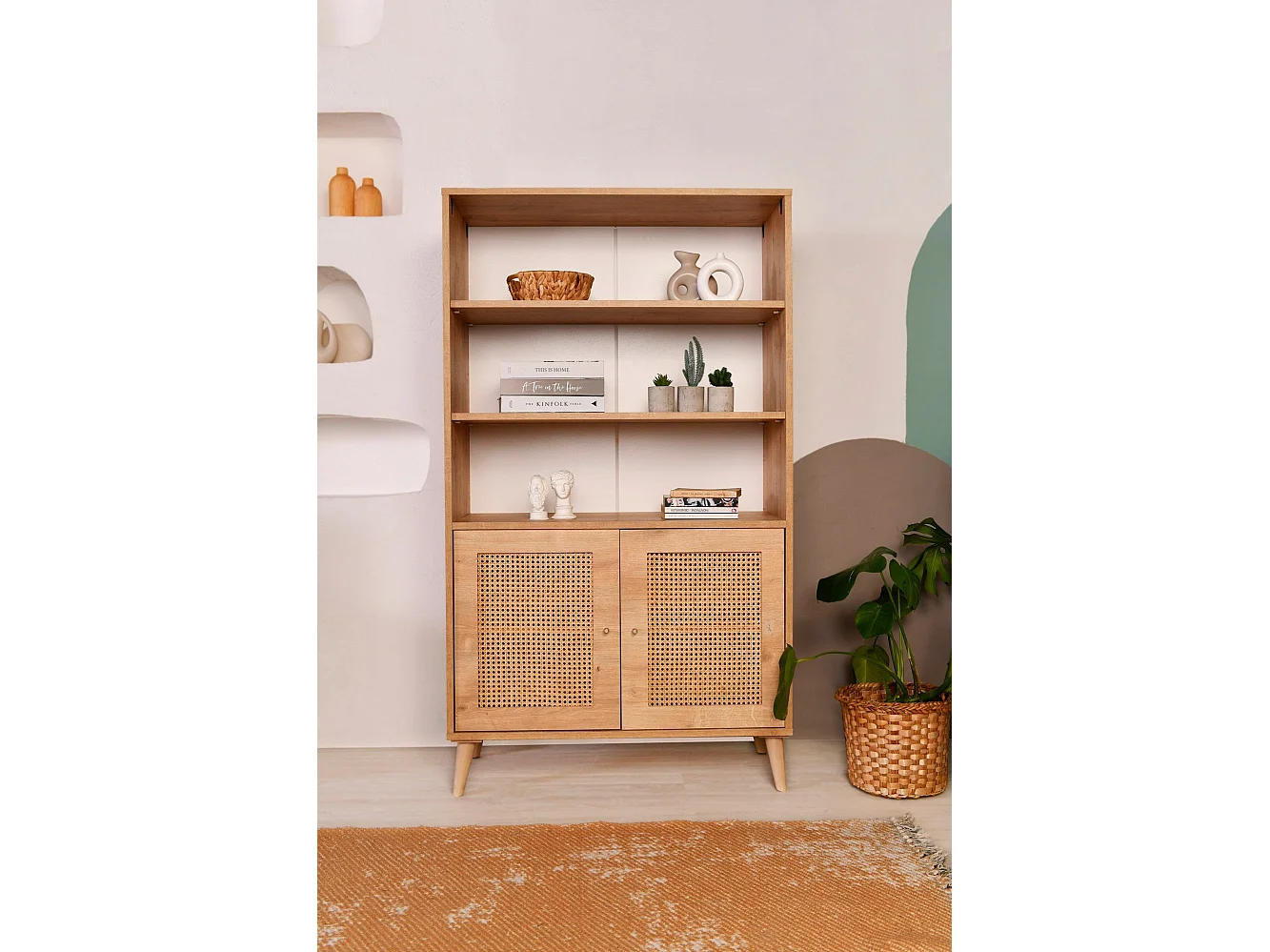 Estante de madera de haya – 90 x 40 x 58 cm – Roble