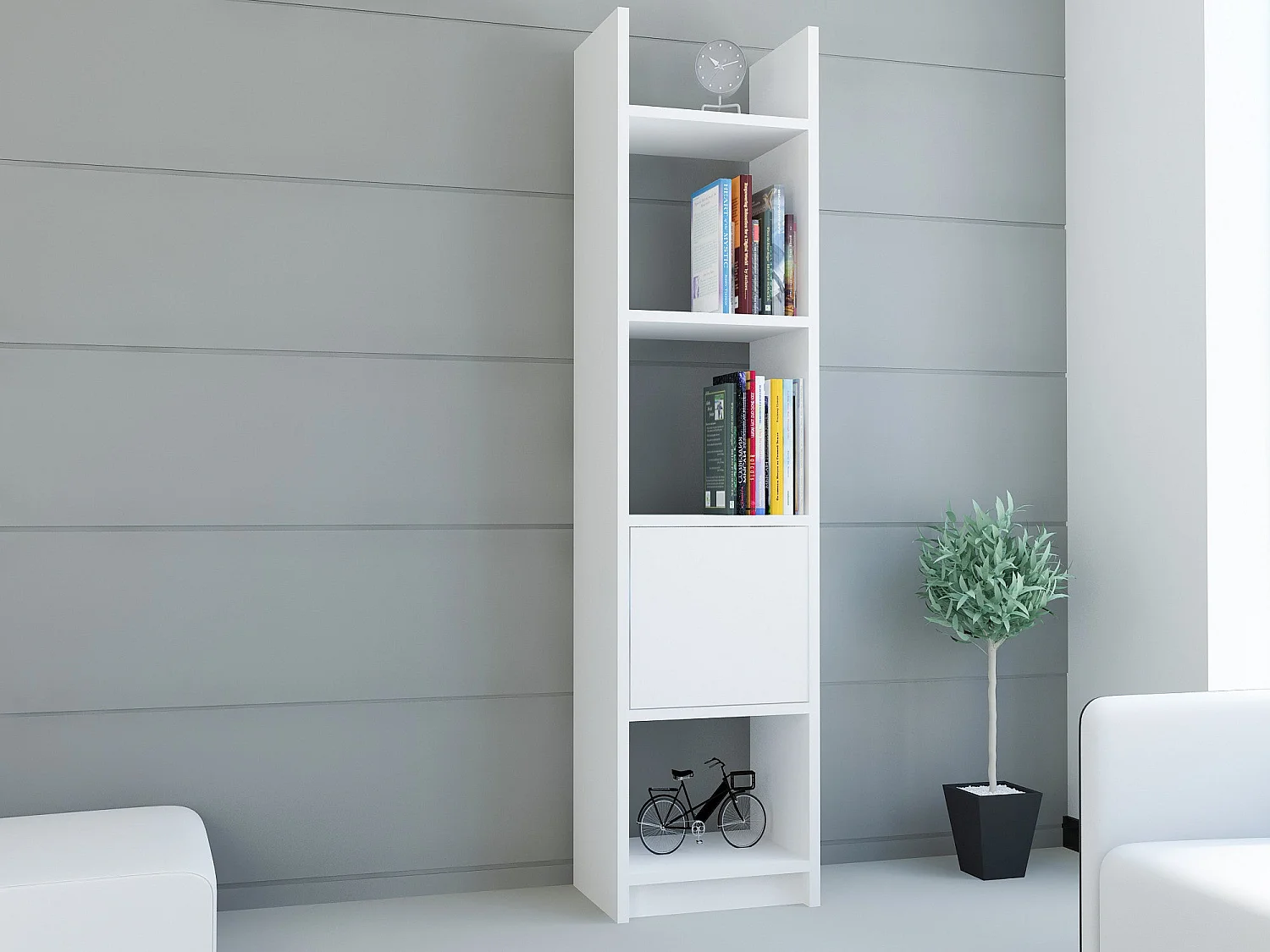 Étagère – 150 cm de hauteur – blanche – mélaminé
