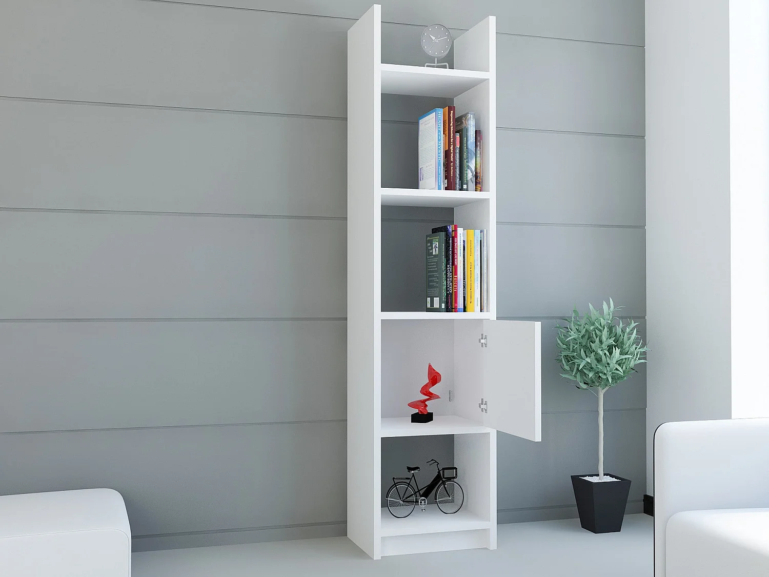 Étagère – 150 cm de hauteur – blanche – mélaminé