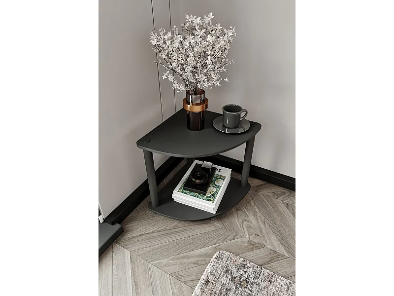 Zwarte hoekplank met 2 planken - Premium modern design