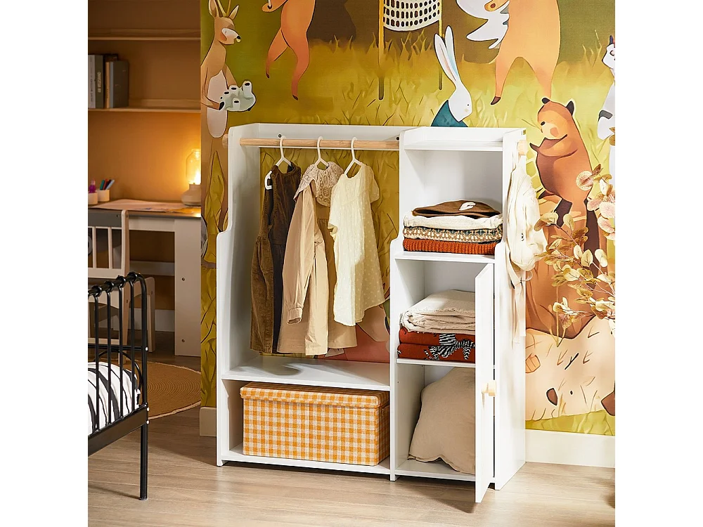 SoBuy Armario Infantil Blanco con 2 Estantes y 1 Puerta 94x35x110 cm KMB110-W ES