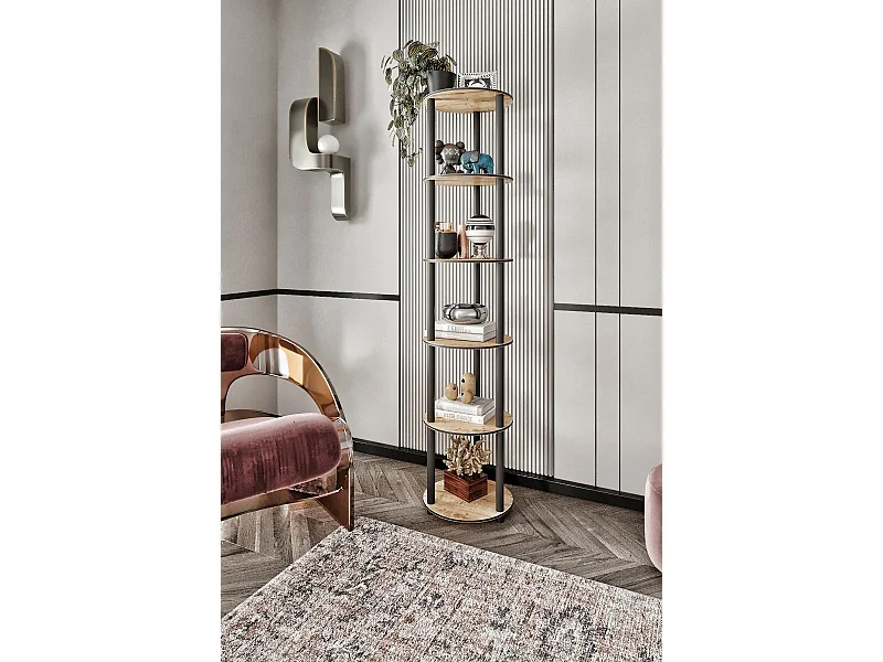 Eiken ronde plank met 6 niveaus - elegant verticaal ontwerp