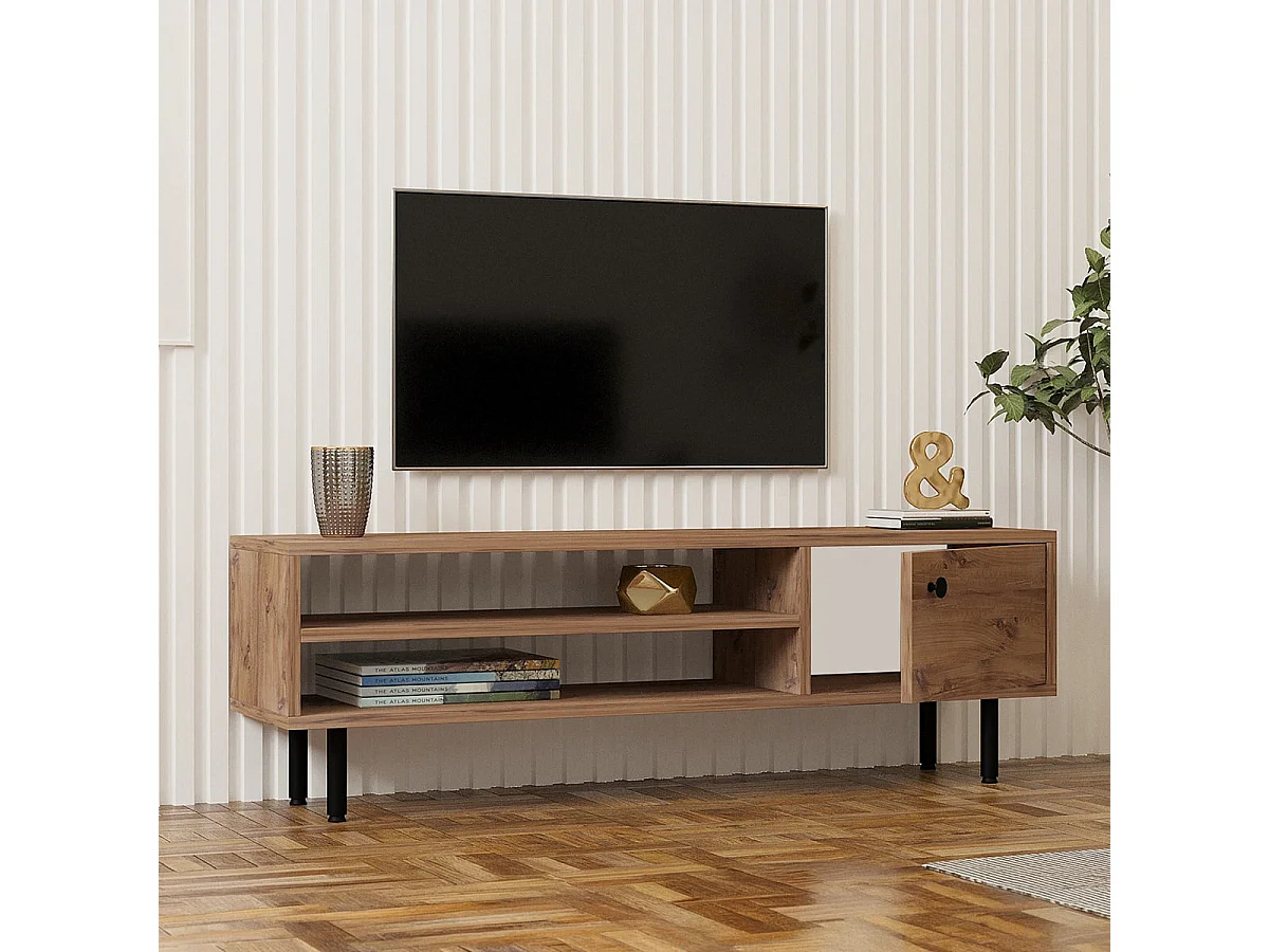 TV-Ständer – 120 x 38 x 30 cm – Atlantische Kiefer – Melaminbeschichtete Spanplatte