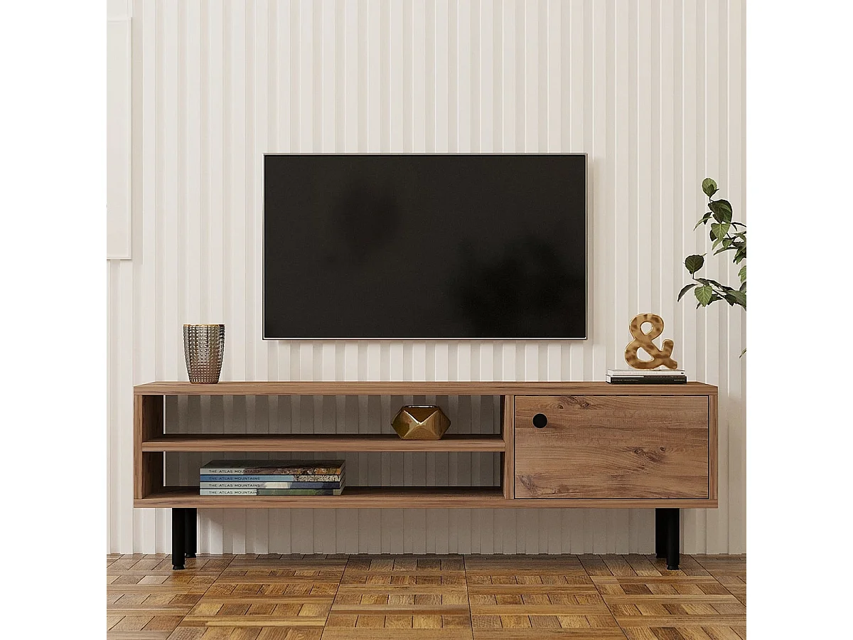 TV-Ständer – 120 x 38 x 30 cm – Atlantische Kiefer – Melaminbeschichtete Spanplatte