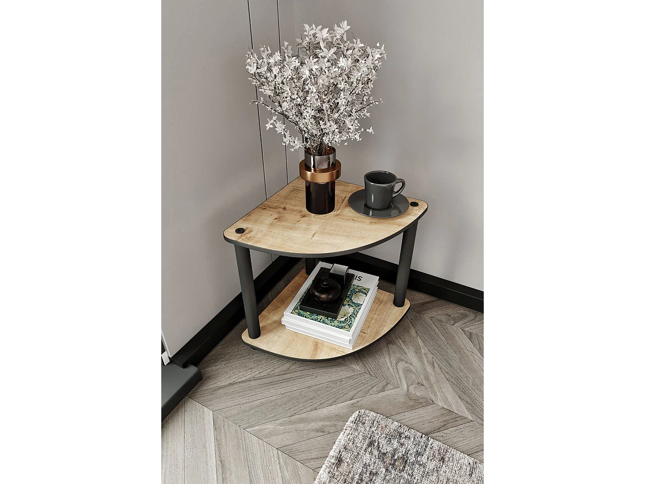 Hoekplank met 2 planken - Premium eiken MDF