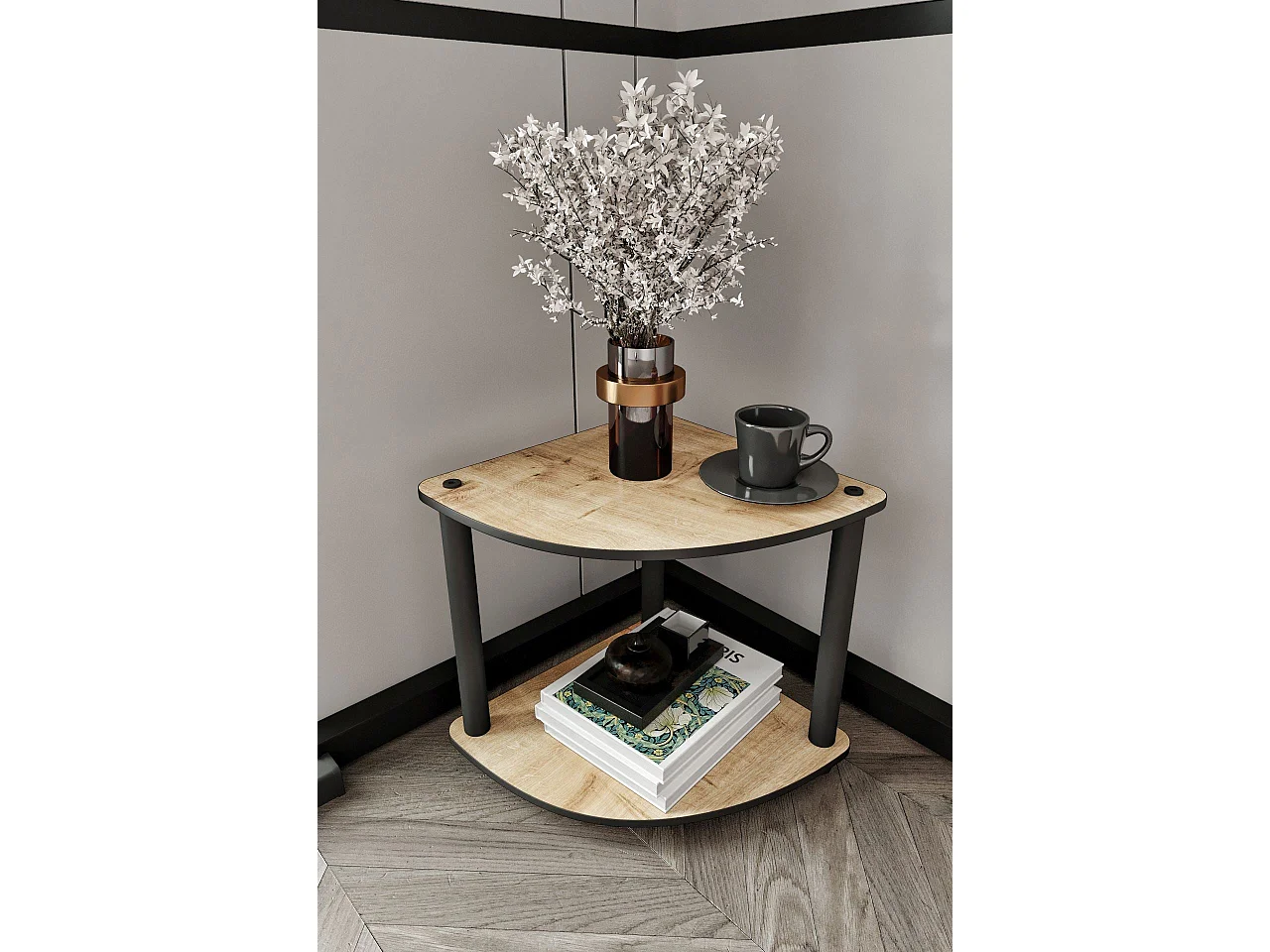 Hoekplank met 2 planken - Premium eiken MDF