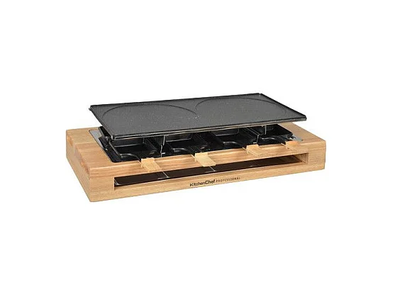 Raclettegerät für 8 Personen Kitchen Chef KCWOOD 8 MAXI mit Grill und Crepe Maker