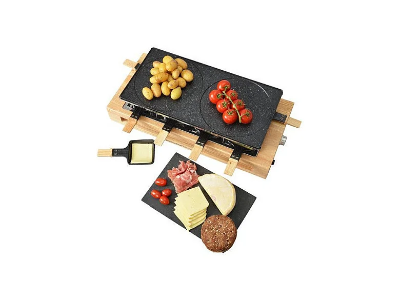 Raclettegerät für 8 Personen Kitchen Chef KCWOOD 8 MAXI mit Grill und Crepe Maker