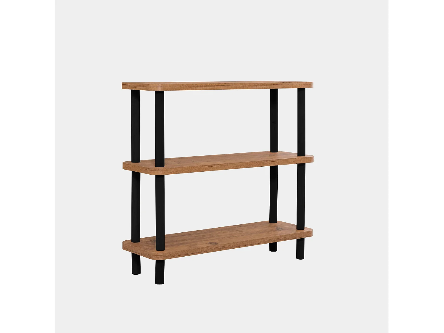 Étagère – 80 cm x 75 cm x 28 cm – Noir et pin atlantique – Panneau de particules mélaminé