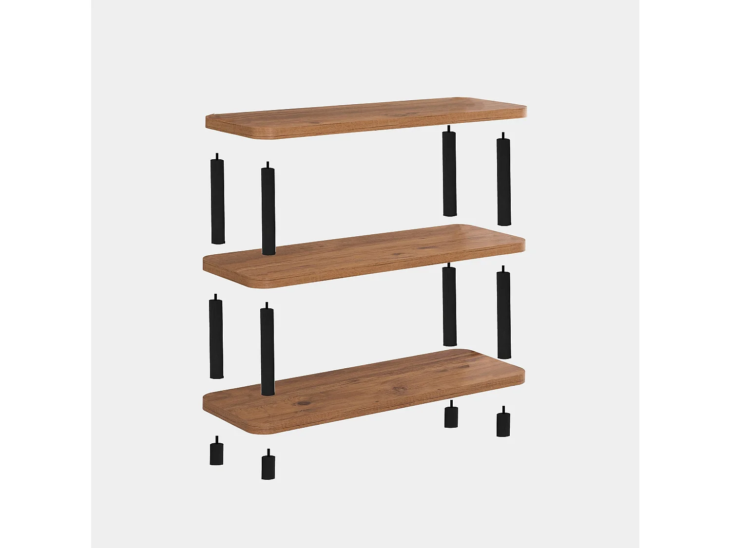 Étagère – 80 cm x 75 cm x 28 cm – Noir et pin atlantique – Panneau de particules mélaminé