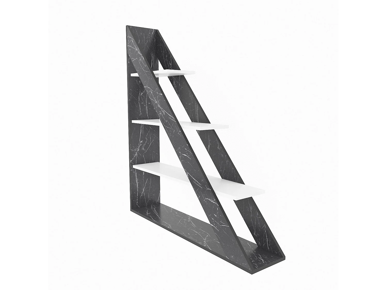 Elegantes Regal in Marmor und Weiß, 120 cm x 131,8 cm x 25 cm | 100 % melaminbeschichtete Spanplatte, 18 mm dick | Stilvolle Aufbewahrung fü