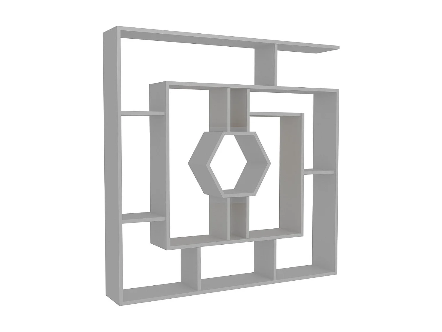 Modernes weißes Regal, 134 x 134 x 22 cm | 100 % melaminbeschichtete Spanplatte, 18 mm dick | Stilvolle, wandmontierbare Aufbewahrungslösung