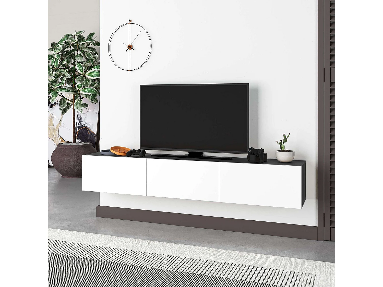 Mobile porta TV – 180 cm – Antracite e Bianco – Pannello truciolare nobilitato