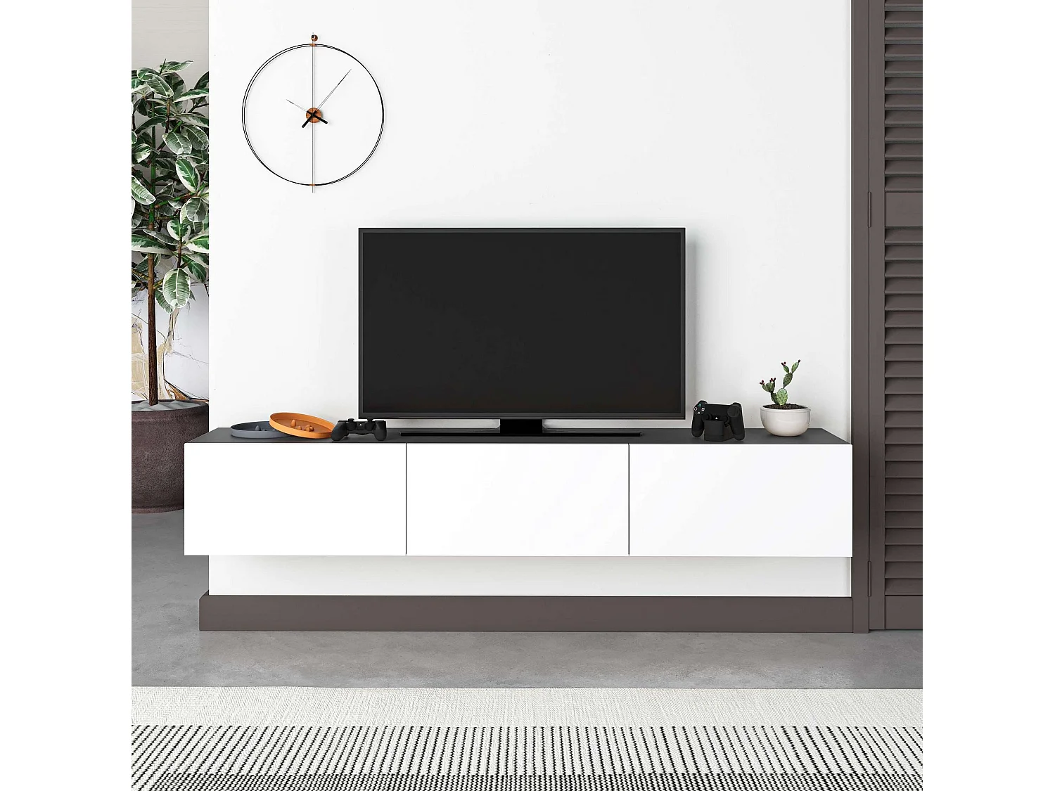 Mobile porta TV – 180 cm – Antracite e Bianco – Pannello truciolare nobilitato