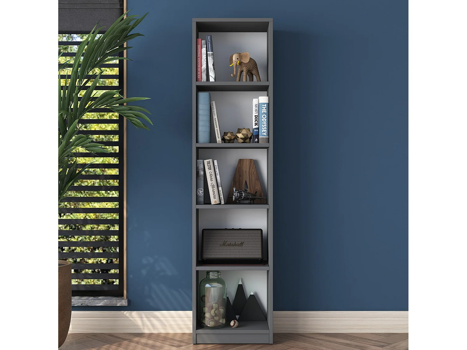 Edles Regal - 40 x 161,8 x 25 cm - Anthrazit - Spanplatte